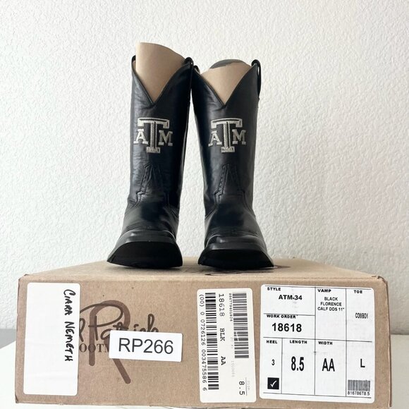 Rod Patrick Mens Cowboy Boots 8.5AA Brown CAYUSE Leather Western Texas A&M Logo - Picture 11 of 12